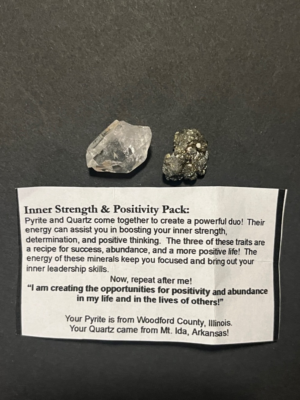 Pyrite and Quartz Crystal Duo - Inner Strength & Positivity Pack